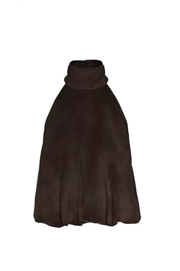 Suede Halter Top in Brown Soraya