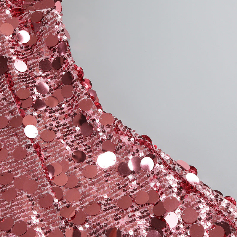 virginia Strappy Sequin Embellished Mini Dress in pink Avalabel