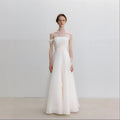 Lyuba White French Lightweight High-End Strapless Slim Fit Simple Maxi Dress Avalabel