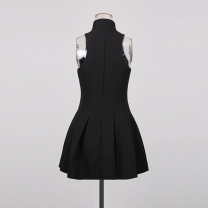 Carol Black Halterneck Dress in Grain