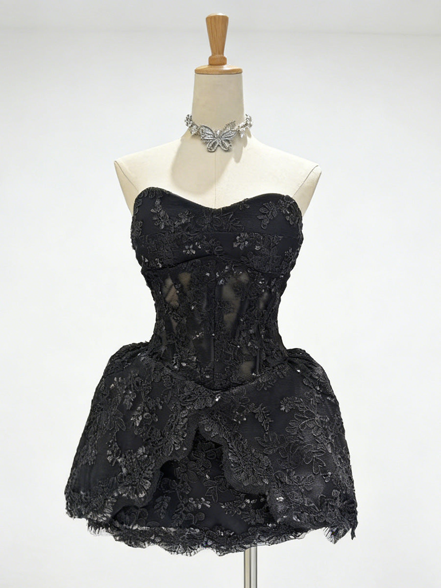 Lace Embroidered Bandeau Sleeveless Dress Avalabel