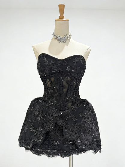 Lace Embroidered Bandeau Sleeveless Dress