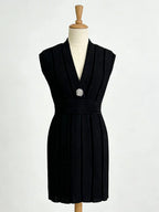 Sabrina Black V-Neck Mini Dress with Shimmering Sequins Avalabel