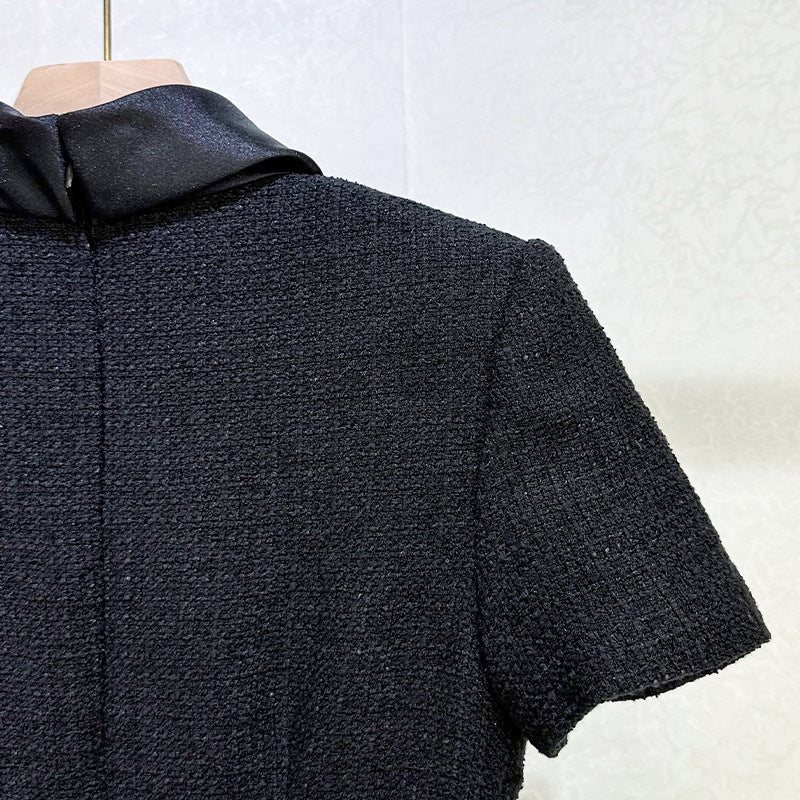 tabitha Boucle Collared tweed Mini Dress in black Avalabel