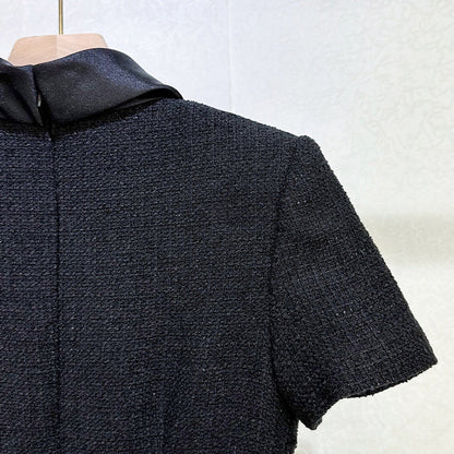 tabitha Boucle Collared tweed Mini Dress in black