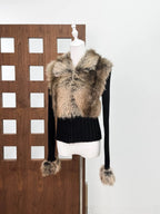 geraldine Faux Fur Knit Coat Avalabel