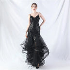 sequin slip tulle maxi dress Avalabel