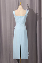 Sabrina 3D Flower Midi Dress in Blue Soraya