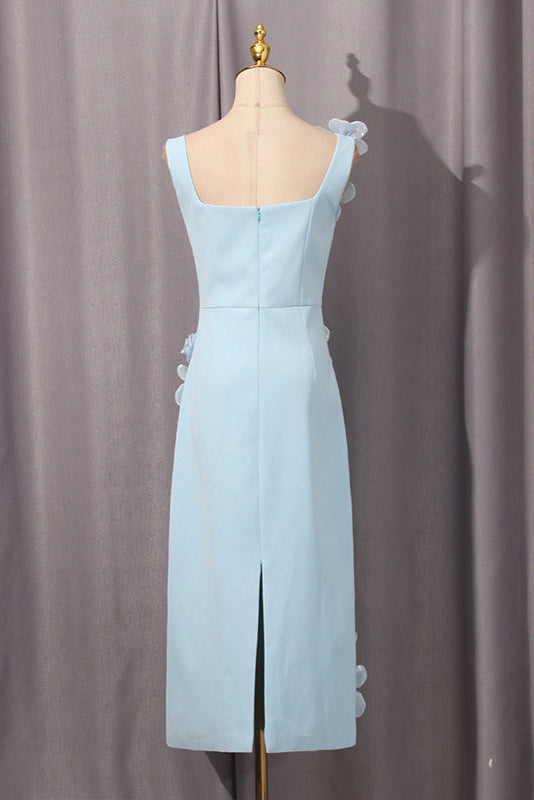 Sabrina 3D Flower Midi Dress in Blue Soraya