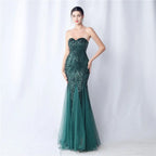 sparkle strapless tulle maxi dress Avalabel