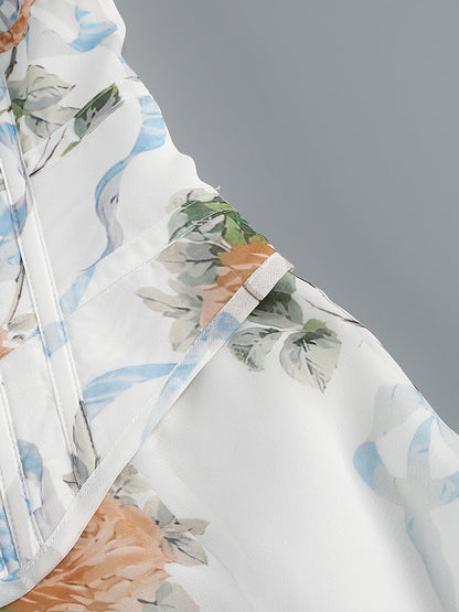 phoenix white Floral Print Fitted Corset Maxi Dress
