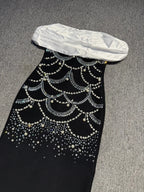 teresa beading rhinestone strapless midi dress in black Avalabel