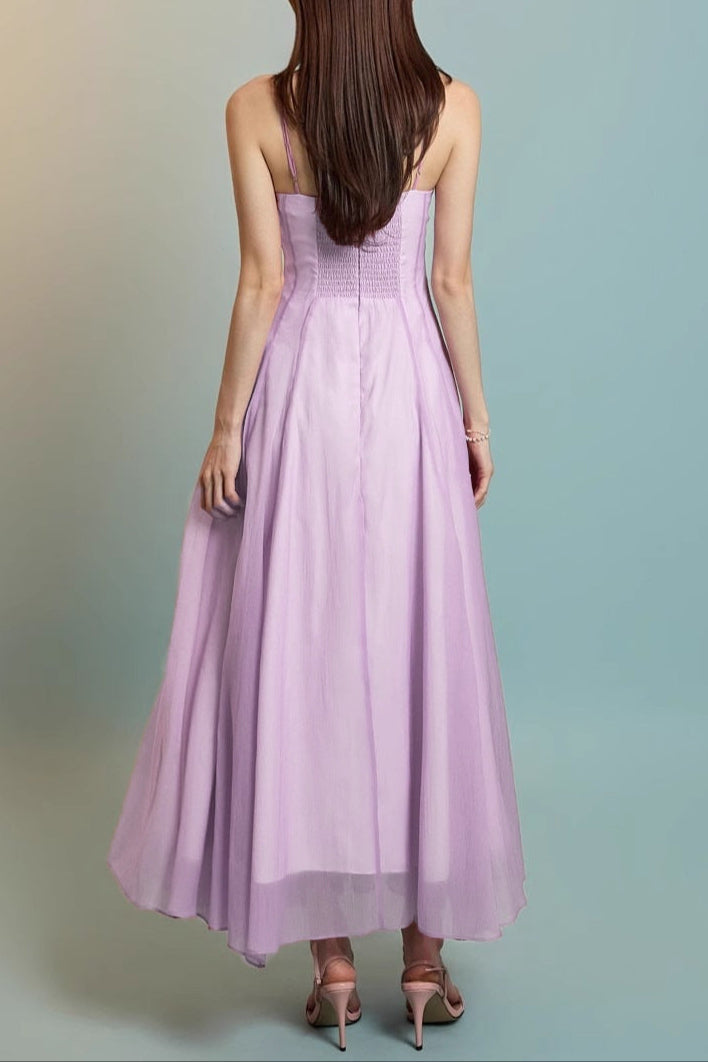 Simona Chiffon Chest Wrap Maxi Dress in Purple Avalabel