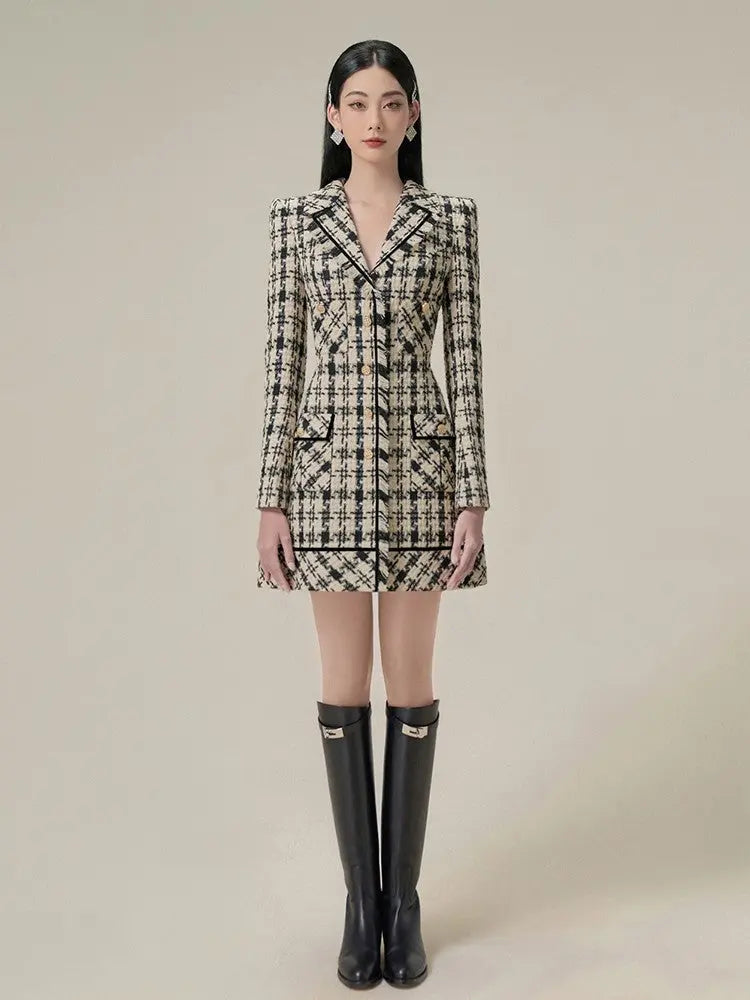 Ophelia Houndstooth Tweed Mini Dress Avalabel