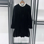 sheila Beaded Velvet puffy mini Dress in black Avalabel