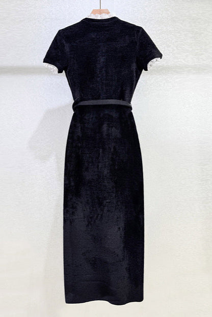Kama Black Chenille Knit Midi Dress