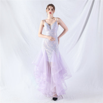 sequin slip tulle maxi dress