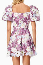 Winifred Hollow Hook Lace Mini Dress in Purple Avalabel
