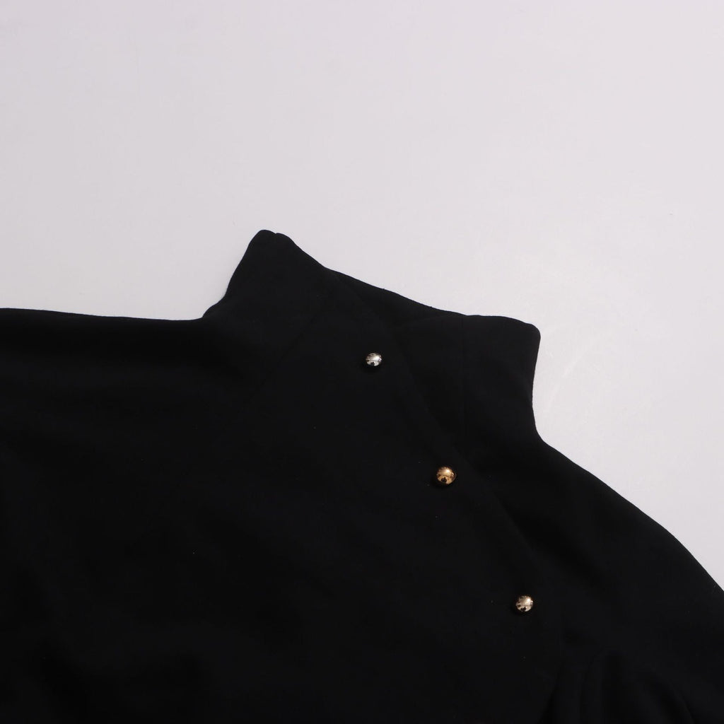 Button-embellished cotton-jersey top maxi skirt suit in black Avalabel