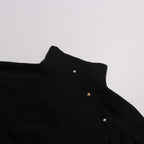 Button-embellished cotton-jersey top maxi skirt suit in black Avalabel