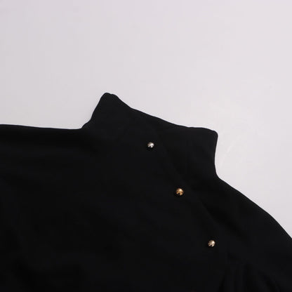Button-embellished cotton-jersey top maxi skirt suit in black