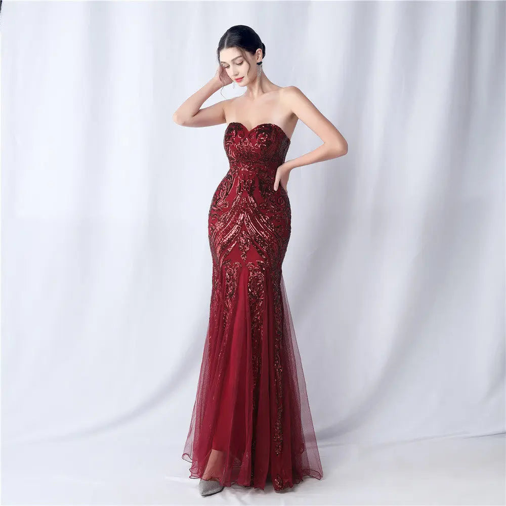 sparkle strapless tulle maxi dress Avalabel
