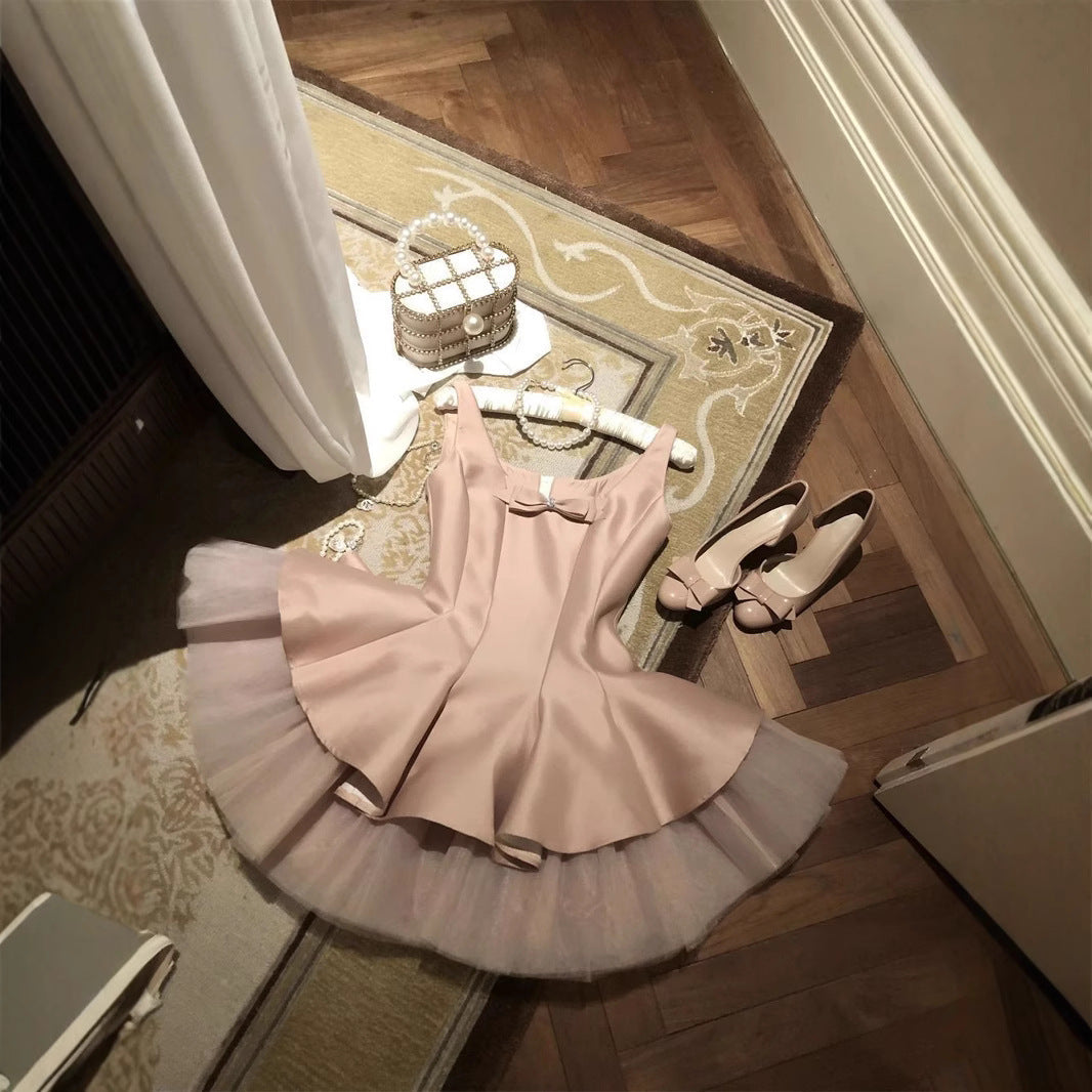 fluffy Mini Dress In Pink Avalabel