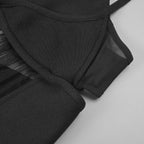 Back Slit Knitted Bandage Maxi Dress in Black Avalabel