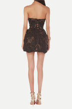 Jessica Floral Embroidery Mini Dress in Black Avalabel