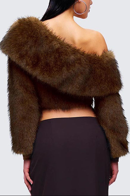 stacey One Shoulder Furry Top Avalabel
