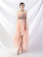 Strapless feather tulle midi dress Avalabel