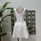 3D Flower Pleated Sleeveless Mini Dress Avalabel