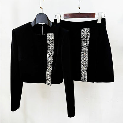 sylvia Crystal Embellishment Side Slit Skirt & Top Set