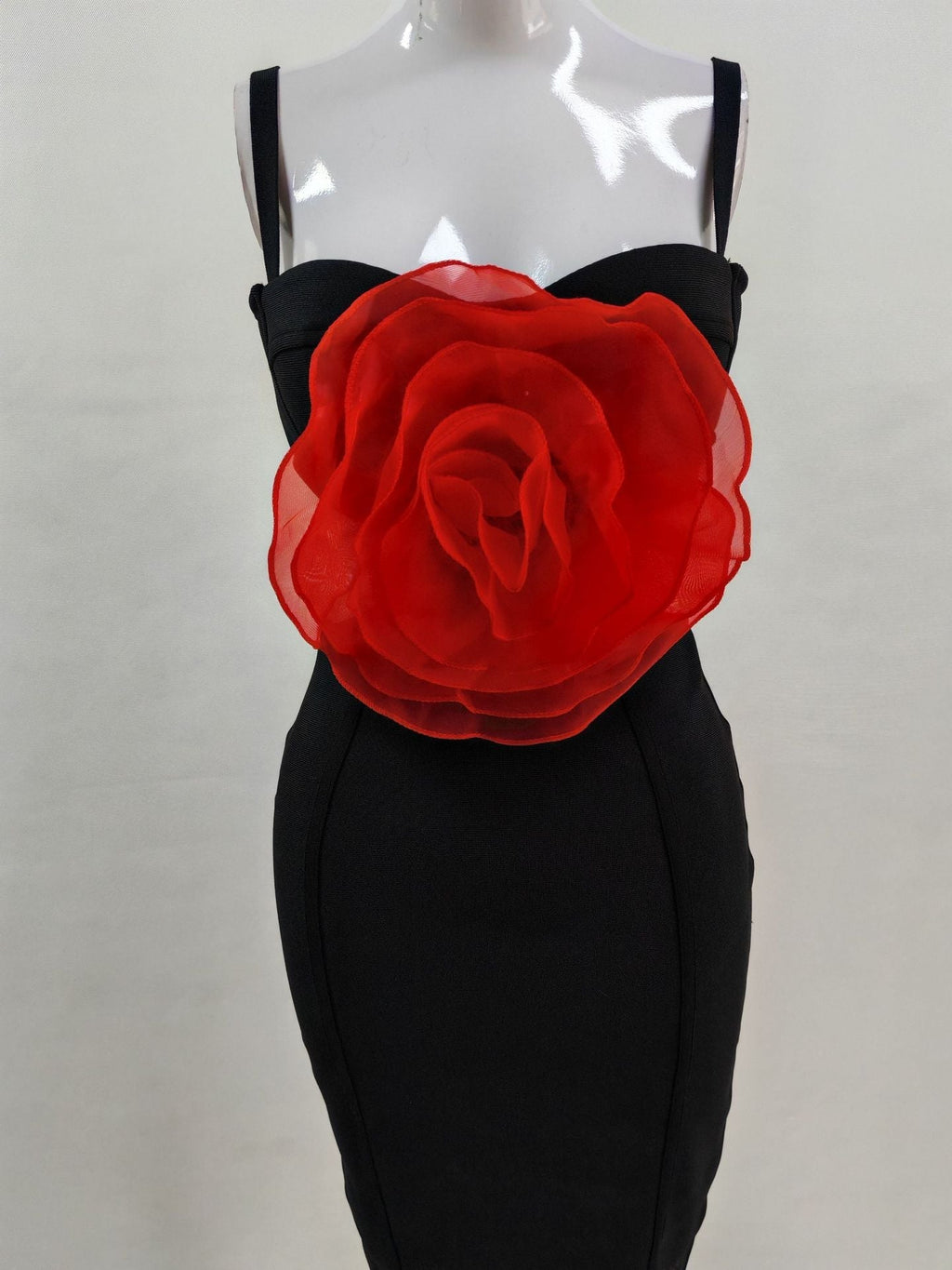 Jacey Mesh Flower Bandage Midi Dress Avalabel