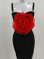 Jacey Mesh Flower Bandage Midi Dress Avalabel