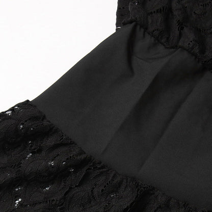 vanessa Long Sleeves Layered Lace Mini Dress in black