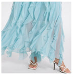 bonnie blue Bow Neck Tiered Ruffle Maxi Dress Avalabel