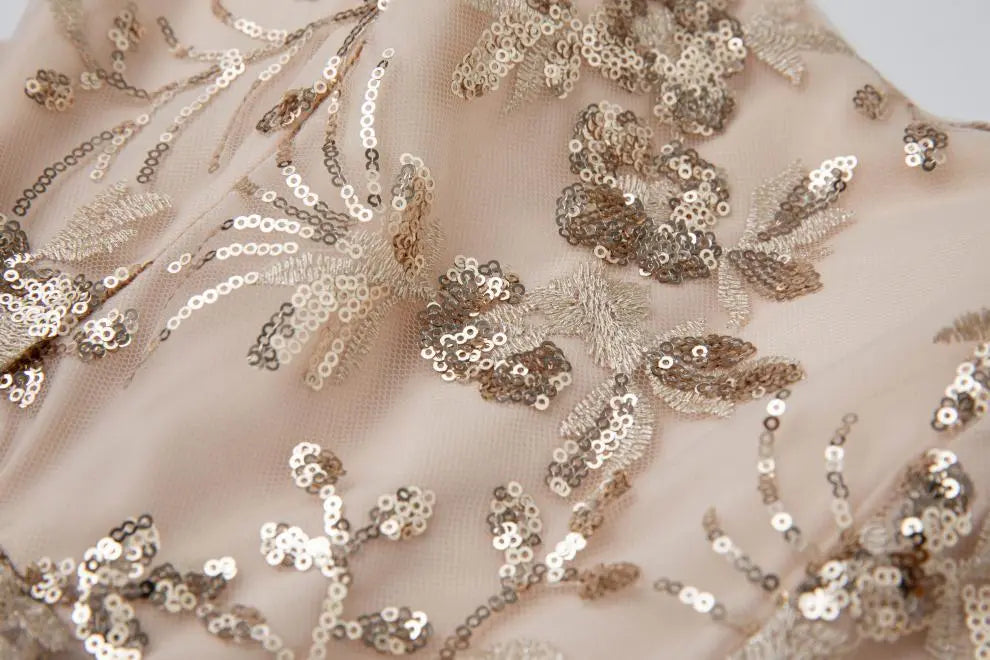 Ashley Gold Rhinestone Sequin Embroidery Layer Maxi Dress Avalabel
