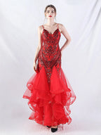 sequin slip tulle maxi dress Avalabel