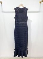 valerie Studded Knit sleeveless Midi Dress in black Avalabel