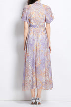 Eileen Multicolor Single-Breasted Printed Midi Dress Avalabel