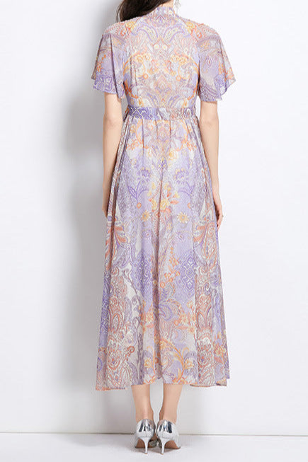Eileen Multicolor Single-Breasted Printed Midi Dress Avalabel