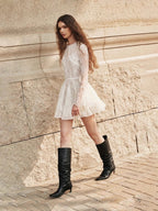 Bblythe Tulle Lace Backless Mini Dress in White Avalabel