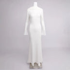 gloria DRAPED BACKLESS JERSEY MAXI DRESS in white Avalabel