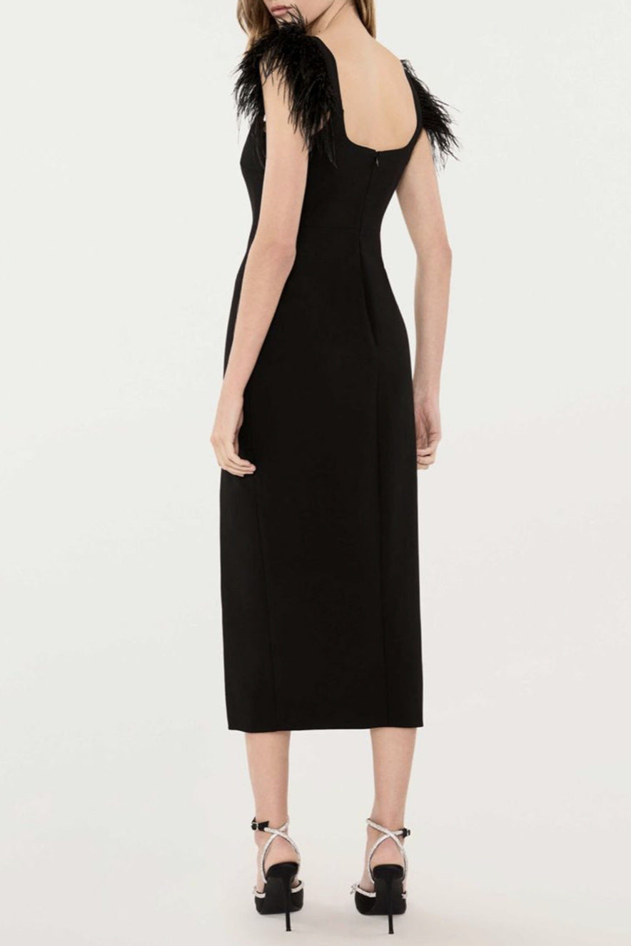 Josephine Bows High Slit Diamond Bandage Midi Dress Avalabel
