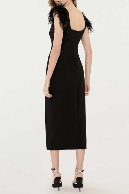 Josephine Bows High Slit Diamond Bandage Midi Dress