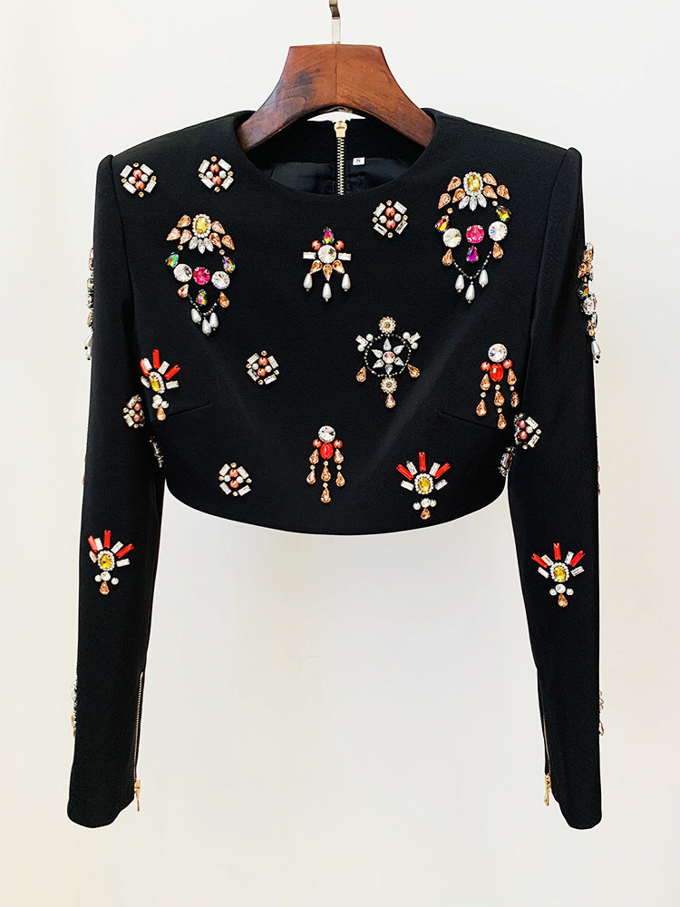 BLACK RHINESTONE EMBELLISHED SKIRT SET Avalabel