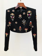 BLACK RHINESTONE EMBELLISHED SKIRT SET Avalabel
