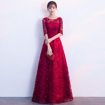 Queena Champagne Elegant Long Evening Gown Suitable for Banquets Maxi Dress
