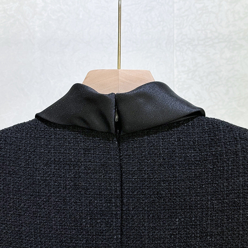 tabitha Boucle Collared tweed Mini Dress in black Avalabel